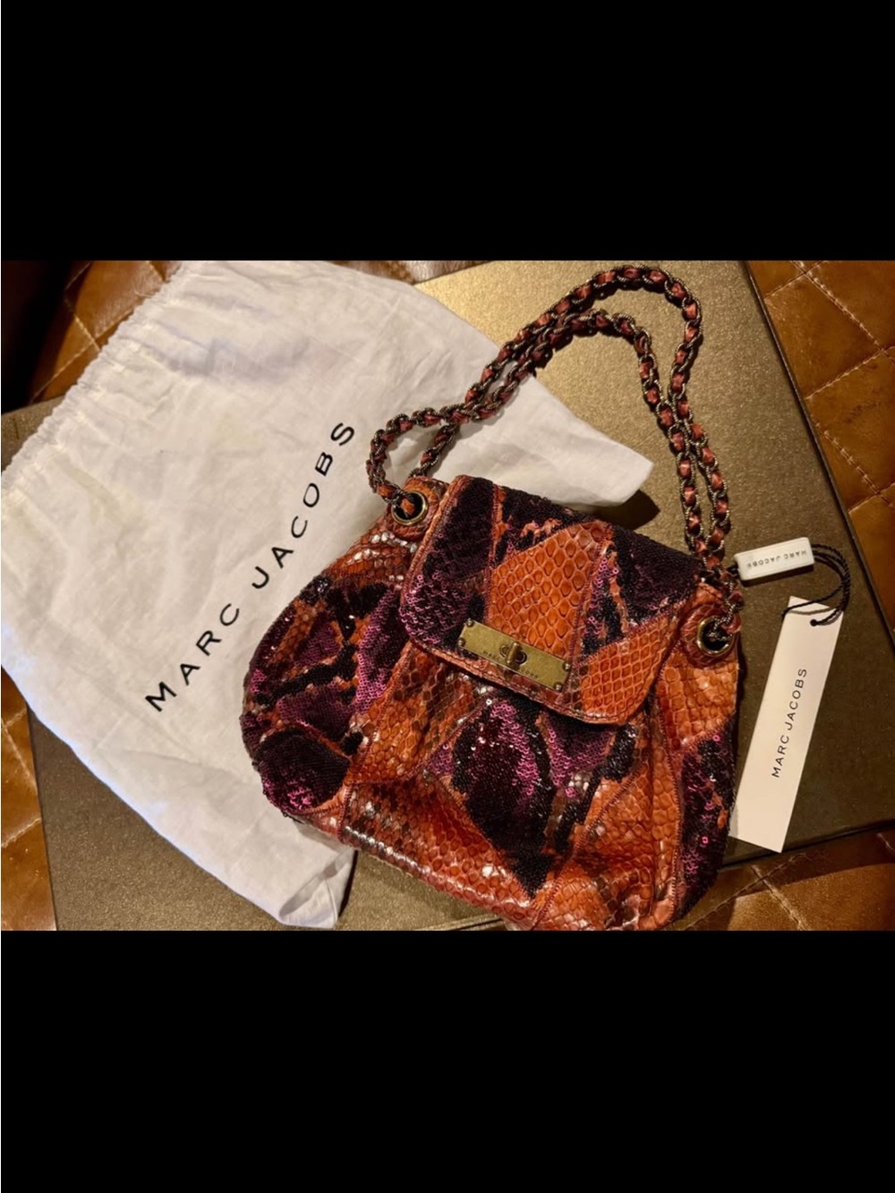 New with tag Luxe Leather Marc Jacobs Python Snakeskin Betty Purse plus gift